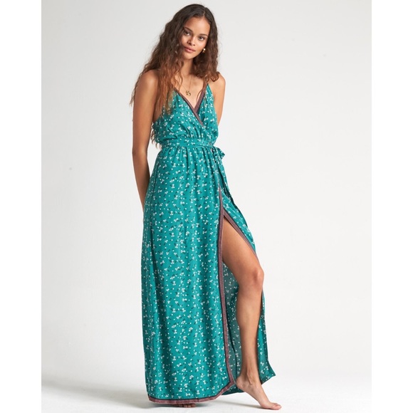 Billabong Floral Sea Green Maxi Dress - Picture 2 of 13